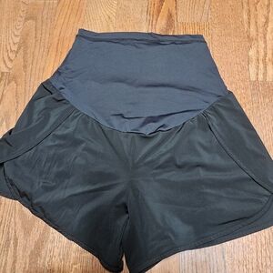 BeMaternity Black Athletic Shorts High-Rise Moisture-Wicking